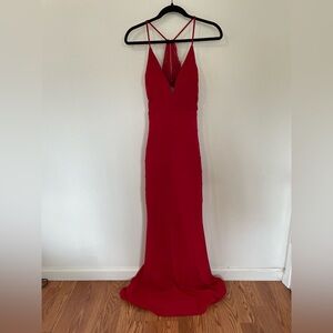 Emerald Sundae Red Lace Back Maxi Dress Open Back Plunge Formal Gown Juniors